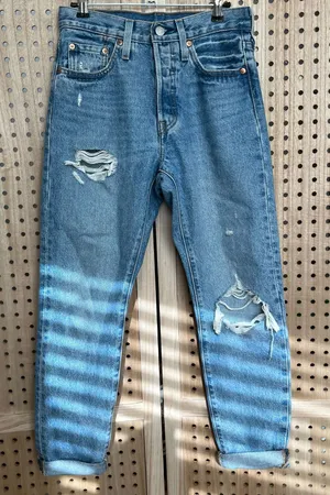 Levi’s 501 Original Straight Jeans – Distressed Light Wash thumbnail 1