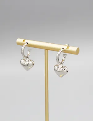 Sterling Silver #925 Earrings with PUffy heat thumbnail 2