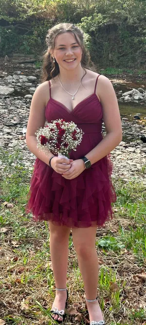 Dillard's Red blush homecoming dress thumbnail 1