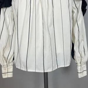 BP Ruffle Shirt Striped Button Down Juniors Size XXS White Black Avant Garde Top thumbnail 6