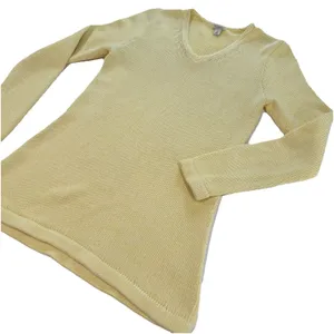 LL Bean Butter Yellow V Neck‎ Pullover Cotton Tunic Sweater Size SMALL thumbnail 2