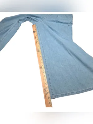 NWT Free People Size LARGE Sasha Convertible Wide Leg Jeans Pocket Jumpsuit thumbnail 4