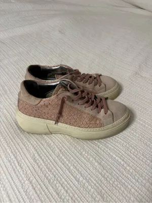 P448 Pink Taupe Platform Sneakers with Textured Side Panels thumbnail 4