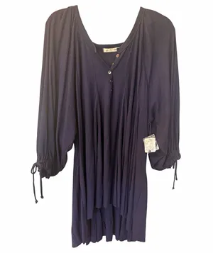 Free People $98 We The Free Winter Tunic Mini Dress Tunic V-Neck Navy M thumbnail 3