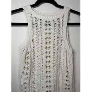 AMERICAN EAGLE Crochet Sweater Tank XS White Open Knit Boho Festival Top‎ thumbnail 5