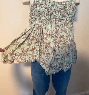 Free People Green Floral Babydoll Top thumbnail 5