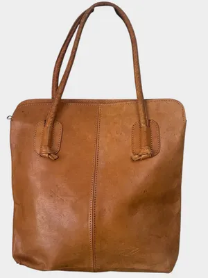 Vintage Mexican Hand Tooled Leather Tote Floral Carved Western Boho Shoulder Bag thumbnail 2
