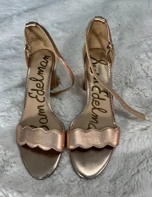 Sam Edelman Odila Rose Gold Scalloped Block Heel Sandals 6.5 Wedding thumbnail 1