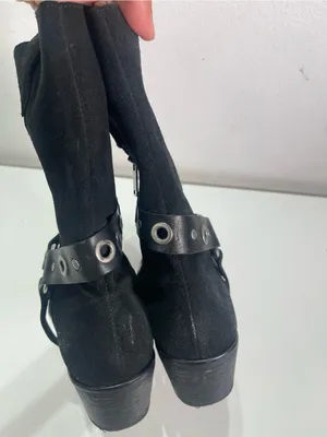 Free People x Faryl Robin Boots Barrel Harness Black Leather Western Biker Wmn 8 thumbnail 3