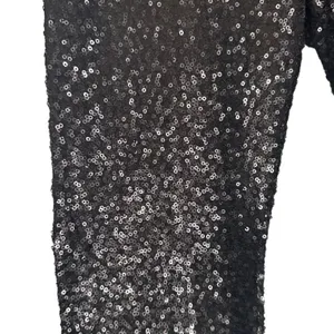 Bisou Bisou Black Metallic Sequin Skinny Ankle Dressy Legging Pants Women Sz M thumbnail 5