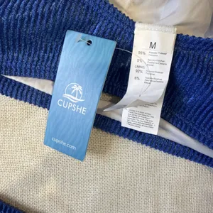 Cupshe Womens Bikini Set Textured,shine Cobalt Blue NWT Medium, Cheeky thumbnail 3