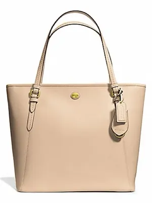 Coach Peyton Leather Zip Top Tote F27349 Brass/Sand bag thumbnail 1