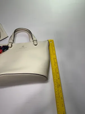 nanette lepore Cream faux Leather Satchel with Floral Scarf Accent thumbnail 8