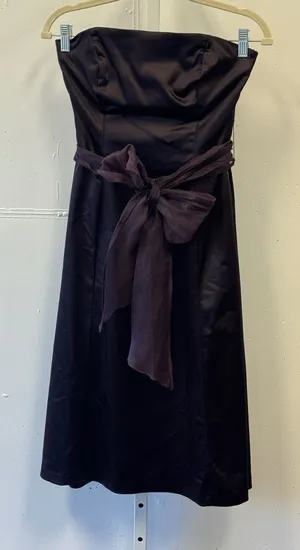 2010s Coast Strapless Satin Cocktail Dress Eggplant Purple Brown Silk Tie US 6 thumbnail 1