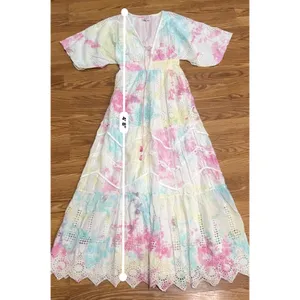 Hemant & Nandita Amara Maxi Dress Multicolor Cotton Boho Embroidered size XS thumbnail 5
