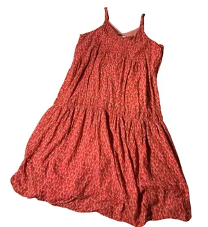 Joie Pink‎ Red Abstract Leopard Print Cotton Tiered Midi Dress Womens Large thumbnail 1