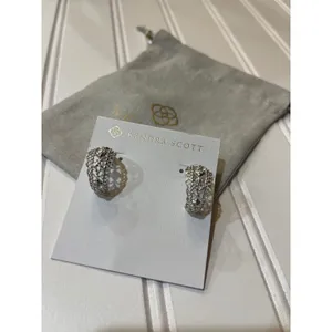 Kendra Scott Krista Lace Huggie Earrings Silver Filigree Openwork NWOT thumbnail 5