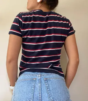 Brandy Melville Jamie Striped Tee in Navy thumbnail 2