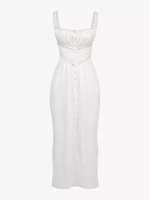 House of CB Illiana scalloped-trim bodice-top stretch-silk maxi dress Large plus thumbnail 2