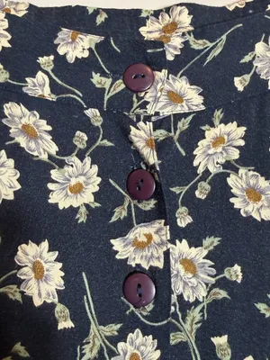 Vintage Express Floral A-Line Button Front Skirt Womens Medium Black Cottagecore thumbnail 7