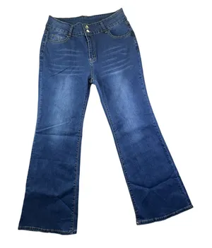 Womens Stretch Flare Boot Cut 2‎ Button Jeans Denim Medium Wash 33x29 Size XXL thumbnail 1