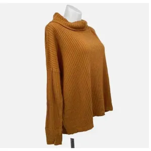 Free People NWT Women Large Orange Knit Sweater Top Lagenlook Boho Fall Cottage thumbnail 4
