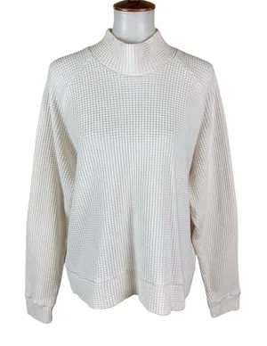 The North Face White Waffle Knit Turtleneck Pullover Cozy Women‎ XXL thumbnail 1