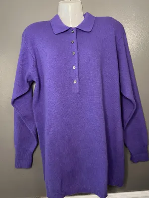 Vintage Saks Fifth Avenue Knit Sweater Tunic Womens Medium Purple Long Sleeve thumbnail 2