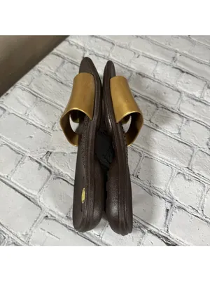 OKABASHI Women’s Gold Brown Slides Size Medium Slip On Sandals US Sz 6.5-7.5 thumbnail 6
