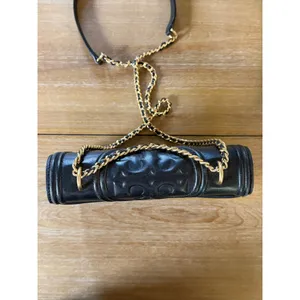 Tory Burch Black Quilted Leather Fleming Convertible Shoulder Bag Gold Hardware thumbnail 8