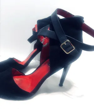 Charles Jourdan Paris‎ Heels sz 9 Black Velvet d'orsay Stilettos dress shoes thumbnail 1