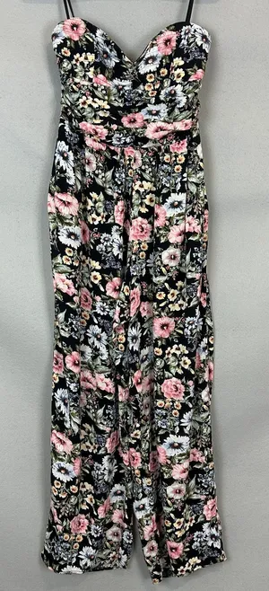 Band of Gypsies Jumpsuit XL Strapless Floral Wide Leg Boho Festival Summer thumbnail 1