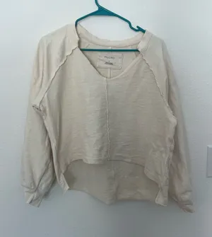 Anthropologie Pilcro Reworked Popover Cropped Sweatshirt thumbnail 1
