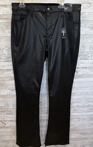 NWT Express Womens 14L Pants‎ Satin Coated Black Skyscraper Mid Rise Split Hem thumbnail 1