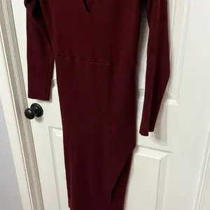 NWT Charles Henry Wine Long Sleeve Rib Sweater‎ Dress Women Size Medium thumbnail 4