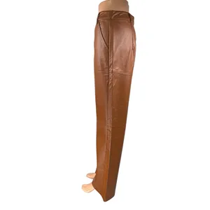 Princess Polly Brown Faux Vegan Leather High Waist Wide Leg Trousers Pants Sz 6 thumbnail 2