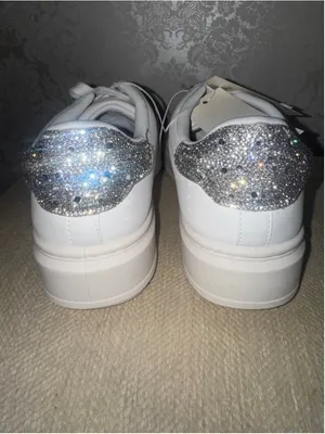 White tennis shoes with rhinestones / sparkles thumbnail 7