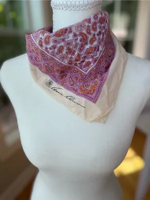 Anne Klein Pink and Orange Paisley Cotton Bandana Scarf thumbnail 1