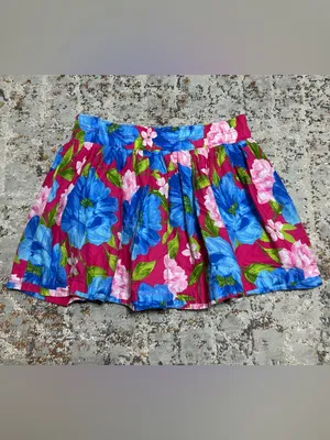 Y2K Hollister Mini Skirt size Large Floral blue pink thumbnail 10