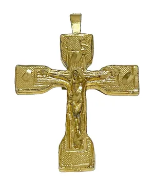 Gold Tone Jesus Crucifix‎ Cross Charm Necklace Jewelry thumbnail 1