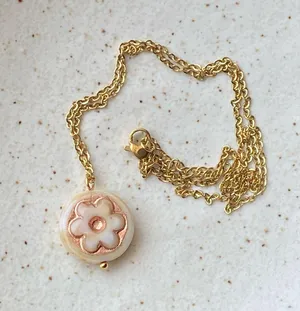 Handmade quality Czech glass flower bead fairy boho retro style necklace🌿✨ thumbnail 5