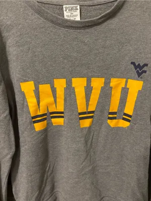 PINK Victoria's Secret Gray Crewneck with Yellow WVU Lettering thumbnail 2