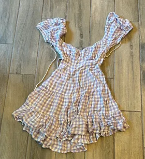 Chic Lavender Checkered Mini Dress Purple thumbnail 1
