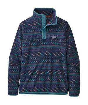 Patagonia Snap-T Synchilla Fleece Women Large Navy Geometric‎ Aztec Excellent thumbnail 1