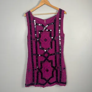 Free People SPEAK EASY Size 4 Pink Sequins Beads Mini NEW FLAWED thumbnail 2