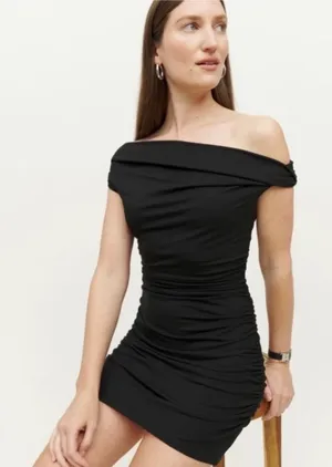 REFORMATION Raydon Knit Black Off‎ The Shoulder Dress Size XL thumbnail 1
