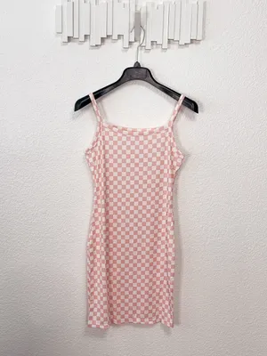 Miss Sparkling Pink Checkerboard Square Neck Bodycon Mini Dress thumbnail 3