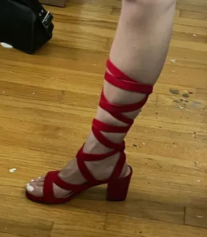 Shein Red Wrap Heels thumbnail 1