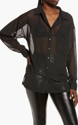 ASOS Mesh Oversized Button Up Shirt thumbnail 1