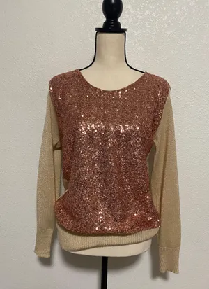 Crisabel Sequence Women Shirt Gold Size M thumbnail 1